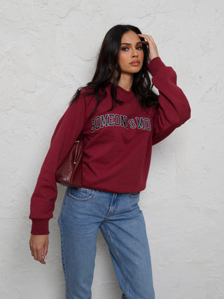 Cotton Fleece Crewneck Sweatshirt Varsity