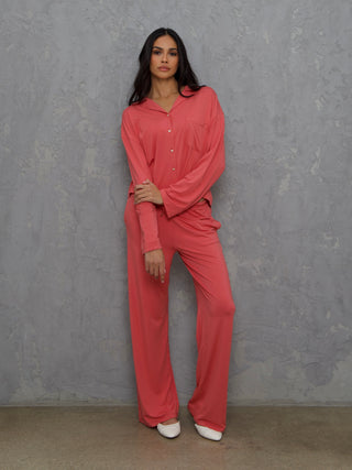 Lux Lounge Relaxed Sparkle Button Up Top