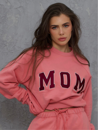 Cotton Fleece Crewneck Sweatshirt Mom