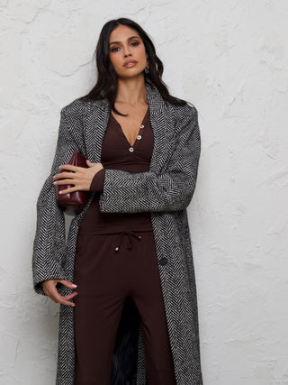 Lux Lounge Sparkle Button Top Long Sleeve